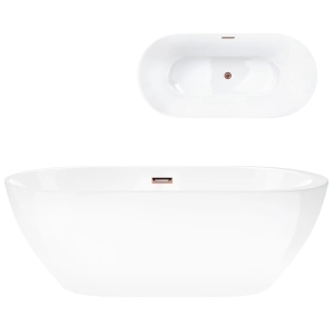 Wanna wolnostojąca Corsan RENO 170 x 80 cm Korek klik-klak Miedziany / Różowe Złoto
