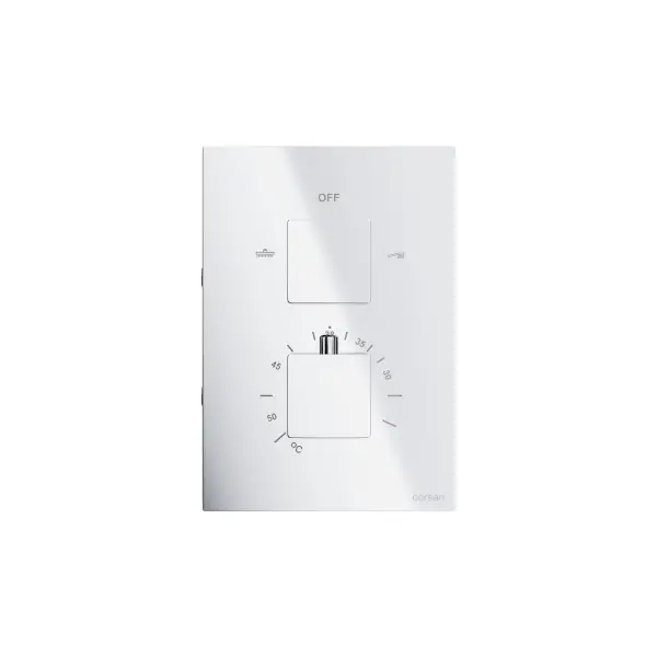 Zestaw prysznicowy Corsan Ango chrom z deszczownicą 25 cm, baterią termostatyczną, słuchawką i wylewką
