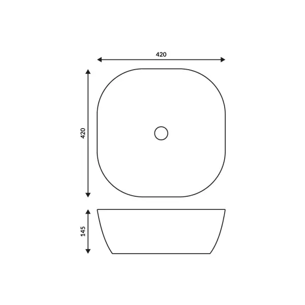 Umywalka nablatowa Corsan kwadratowa 420x420x145 mm z korkiem chrom