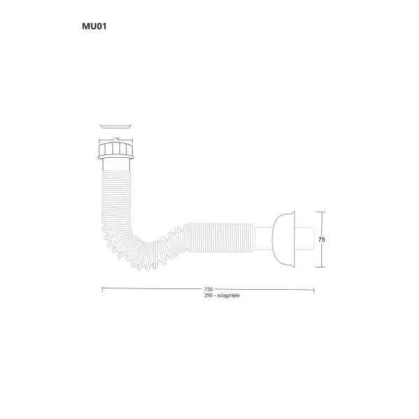 Odpływ harmonijkowy elastyczny do umywalki Corsan MU01