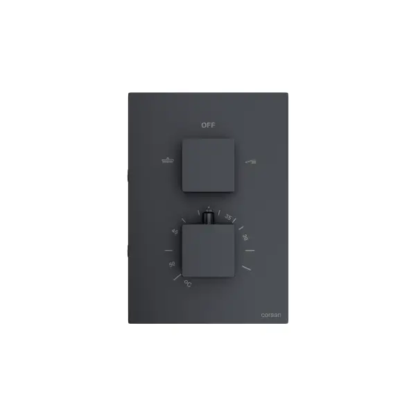 Zestaw prysznicowy Corsan Ango czarny z deszczownicą LED, baterią termostatyczną i słuchawką