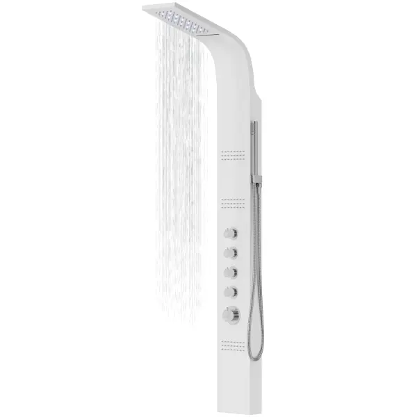 Panel prysznicowy Corsan LED KASKADA Termostat Biały Deszczownica LED