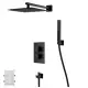 Zestaw prysznicowy Corsan Ango czarny z deszczownicą 25 cm, baterią termostatyczną, słuchawką i wylewką