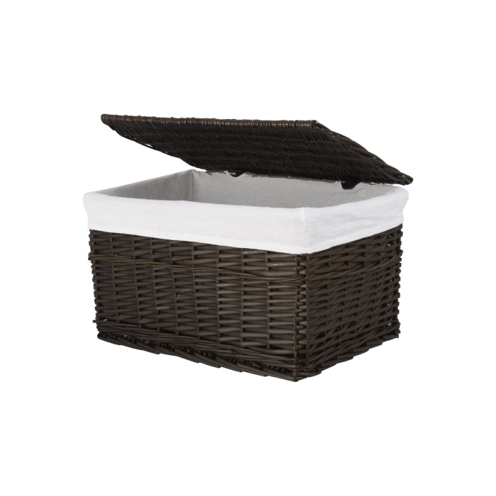 Skrzynia wiklinowa z wyściółką Koszoplotka czarny wenge 58x43x35h
