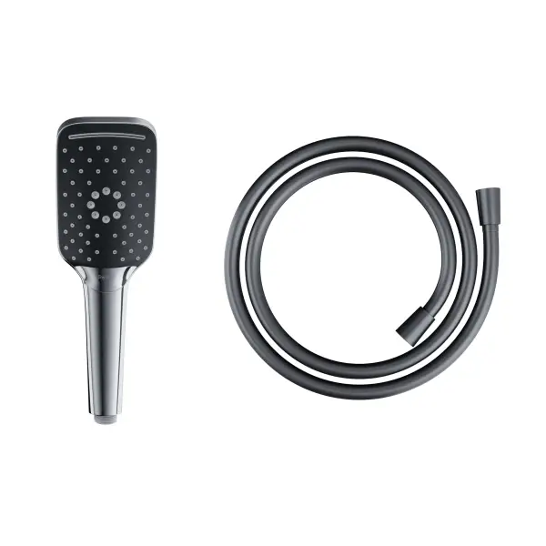 Słuchawka prysznicowa Corsan CMP003BLCH czarna z wężem prysznicowym CMW250 PCV czarnym