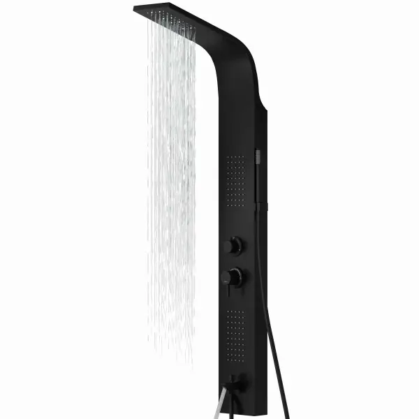 Panel prysznicowy Corsan ALTO Termostat Czarny Deszczownica LED Wylewka