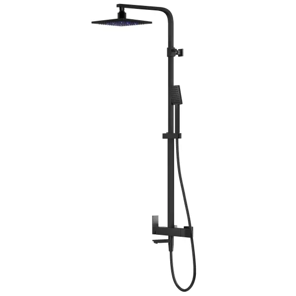 Zestaw prysznicowy Kolumna natryskowa Corsan ANGO Deszczownica LED Wylewka obrotowa Czarna