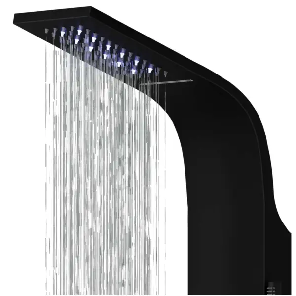 Panel prysznicowy Corsan LED KASKADA Termostat Czarny Deszczownica LED