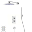 Zestaw prysznicowy Corsan Ango chrom z deszczownicą LED, baterią termostatyczną, słuchawką i wylewką