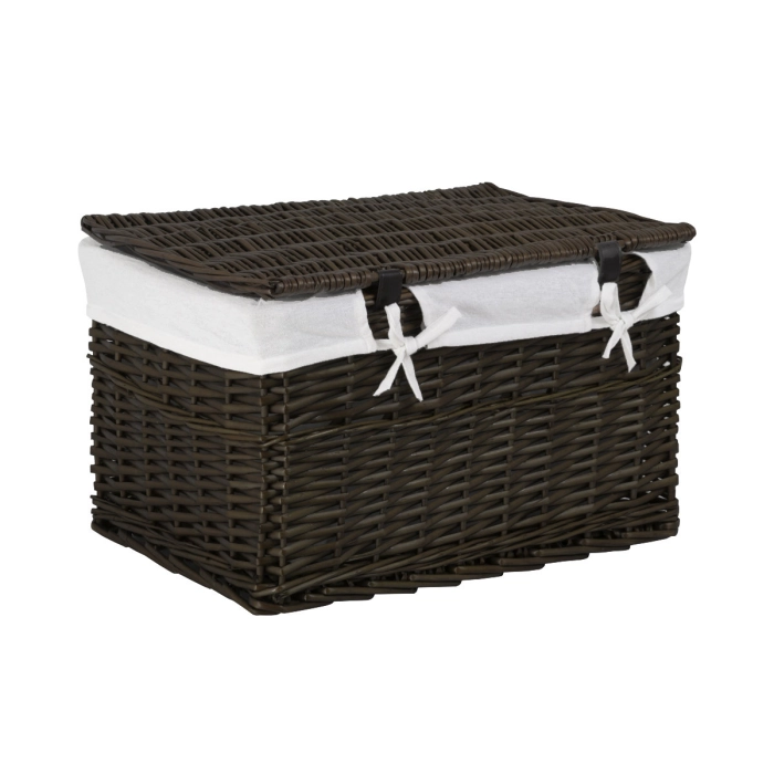 Skrzynia wiklinowa z wyściółką Koszoplotka czarna wenge 52x36x30h