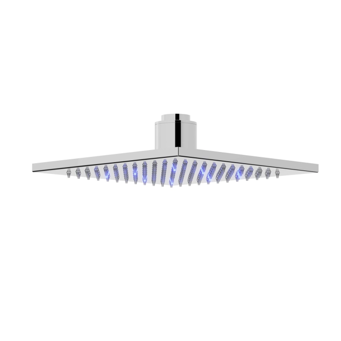 Zestaw prysznicowy Corsan Ango chrom z deszczownicą LED, baterią termostatyczną, słuchawką i wylewką