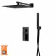 Zestaw prysznicowy Corsan Ango czarny z deszczownicą 30 cm, baterią i słuchawką