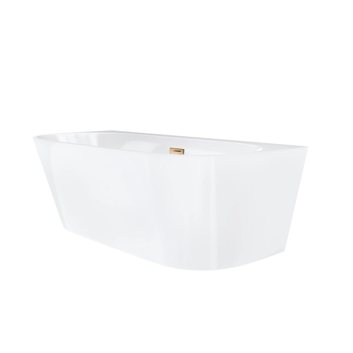Wanna przyścienna wolnostojąca Corsan MONO 150 x 75 cm z szeroką krawędzią Korek Klik-Klak Miedziany / Różowe Złoto