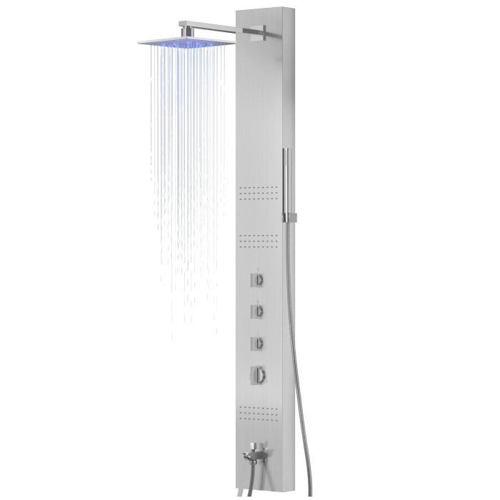 Panel prysznicowy Corsan NEO Mieszacz Stal Deszczownica LED Wylewka