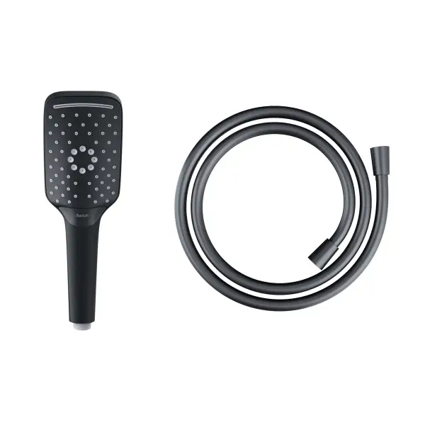Słuchawka prysznicowa Corsan CMP003BL/BL czarna z wężem prysznicowym CMW250 PCV czarnym