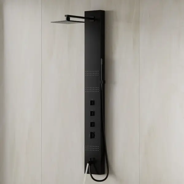 Panel prysznicowy Corsan NEO Mieszacz Czarna stal Deszczownica LED Wylewka