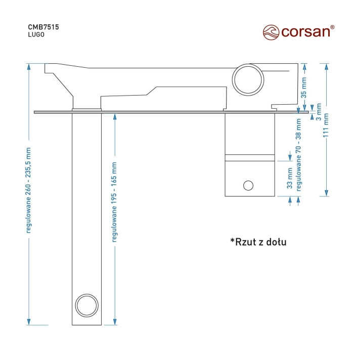 Bateria umywalkowa podtynkowa Corsan CMB7515GL Lugo złota z wylewką