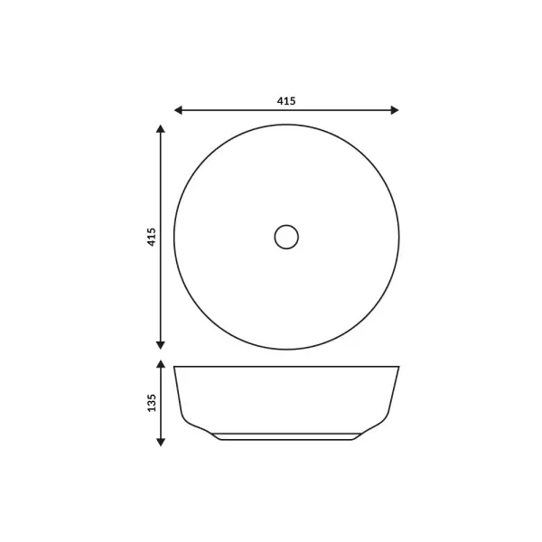 Umywalka nablatowa Corsan okrągła 415x415x135 mm z korkiem Klik-Klak białym