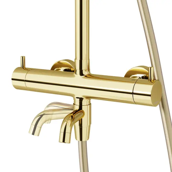 Zestaw natryskowy Kolumna prysznicowa Corsan LUGO Deszczownica 25cm Wylewka obrotowa Złota