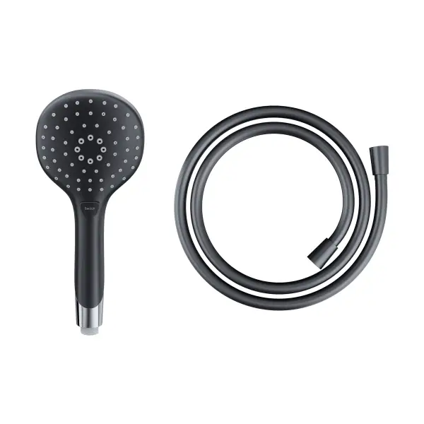 Słuchawka prysznicowa Corsan CMP002BL czarna z wężem prysznicowym CMW250 PCV czarnym