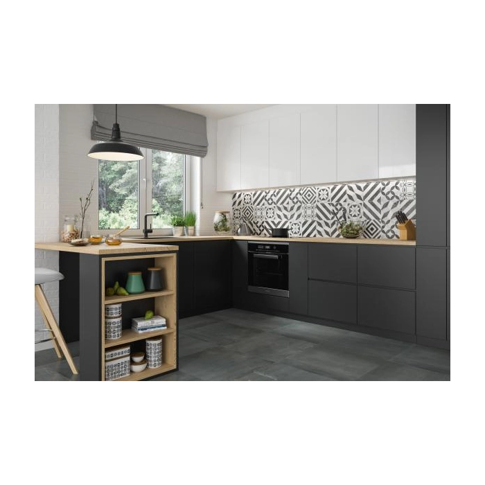 Paradyż Modern Nero Gres Szkl. Struktura Octagon 19,8x19,8