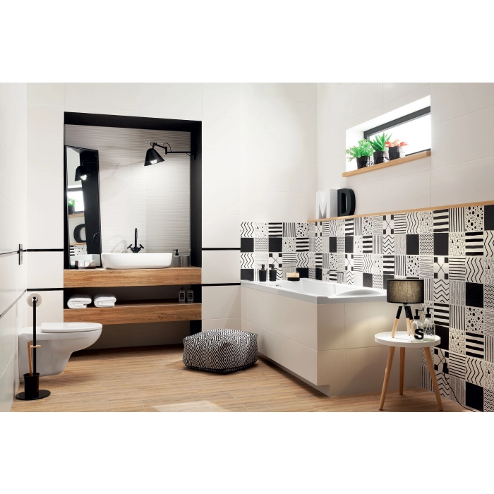 Tubądzin Domino Płytka ścienna Tibi white STR 30,8x60,8