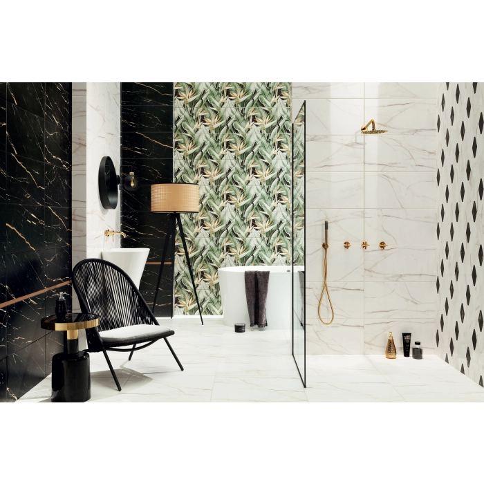 Tubądzin Domino Płytka ścienna Floris black 30,8x60,8