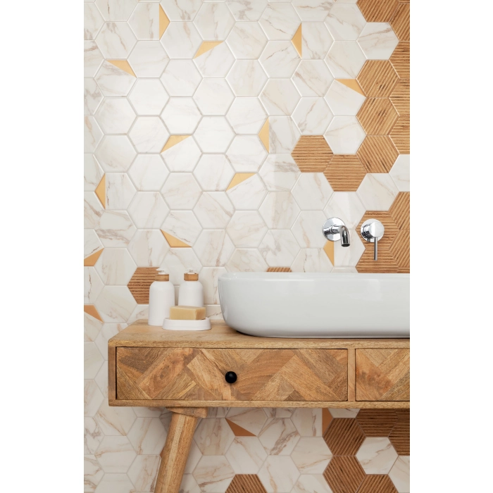 Tubądzin Domino Płytka ścienna Flare white hex 11x12,5