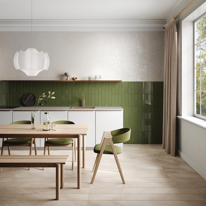 Tubądzin Płytka ścienna Groove olive gloss 29,8x7,8x1