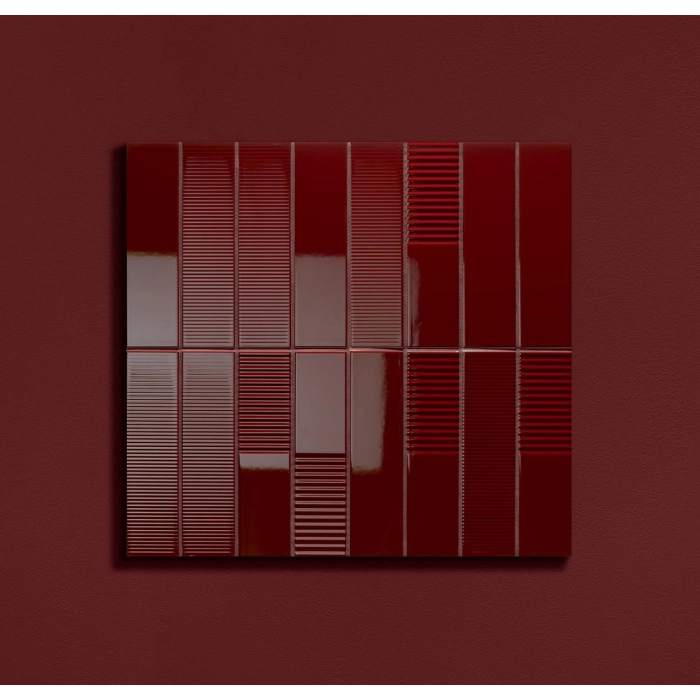 Tubądzin Płytka ścienna Groove burgundy 2 gloss STR 29,8x7,8x1