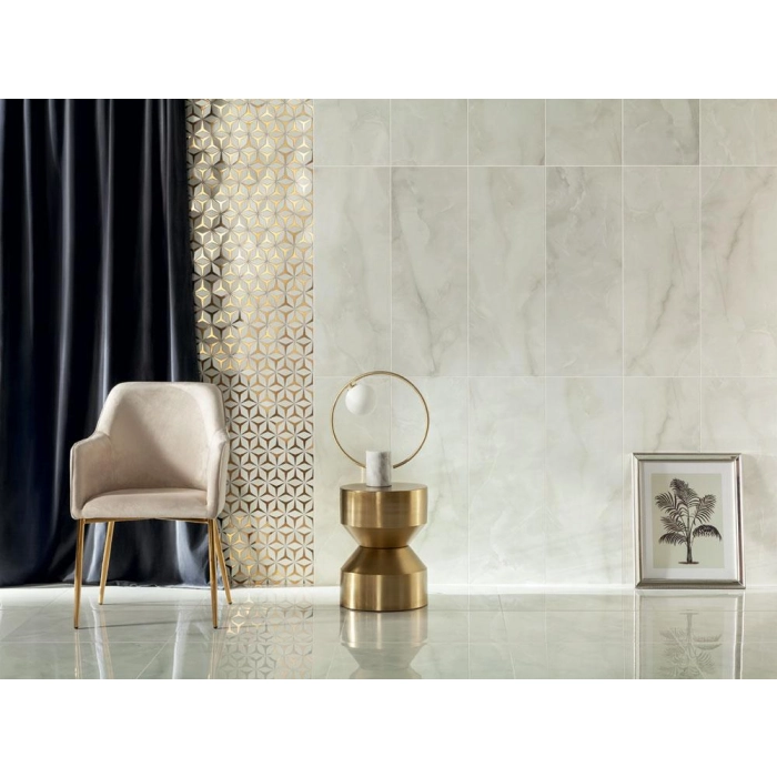 Tubądzin Maciej Zień Listwa ścienna Sophisticated white left 41,7x9,8