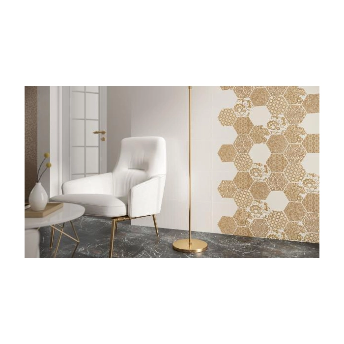 Paradyż Shiny Lines Gold Heksagon Inserto E 19,8x17,1