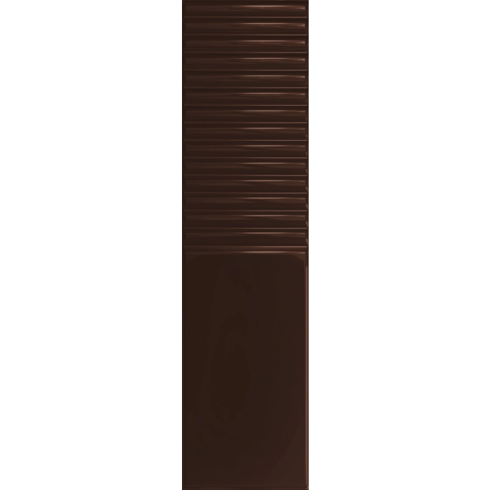 Tubądzin Płytka ścienna Groove brown 2 gloss STR 29,8x7,8x1