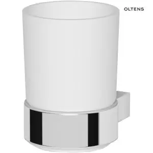 Oltens Vernal szklanka z uchwytem biała ceramika/chrom 86102000