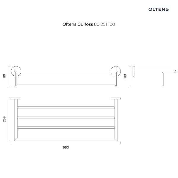 Oltens Gulfoss wieszak na ręcznik 60 cm z półką chrom 80201100