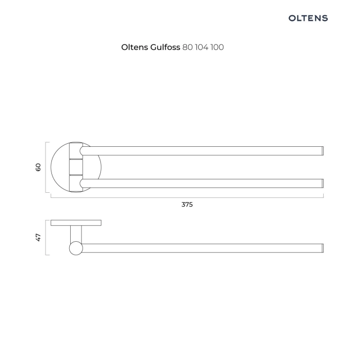 Oltens Gulfoss wieszak na ręcznik 38 cm dwuramienny ruchomy chrom 80104100
