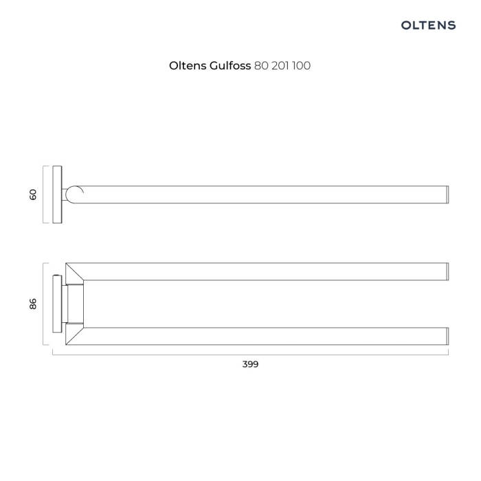 Oltens Tved wieszak na ręcznik 60 cm pojedynczy chrom 80106100