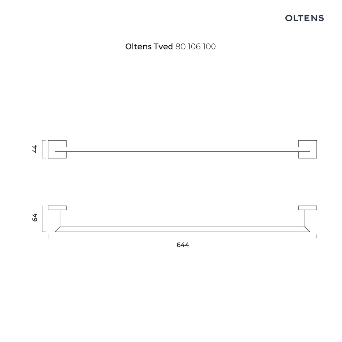Oltens Tved wieszak na ręcznik 60 cm pojedynczy chrom 80106100