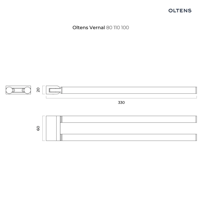 Oltens Vernal wieszak na ręcznik 30 cm pojedynczy chrom 80111100
