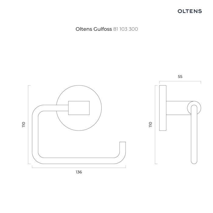 Oltens Gulfoss uchwyt na papier toaletowy czarny mat 81103300
