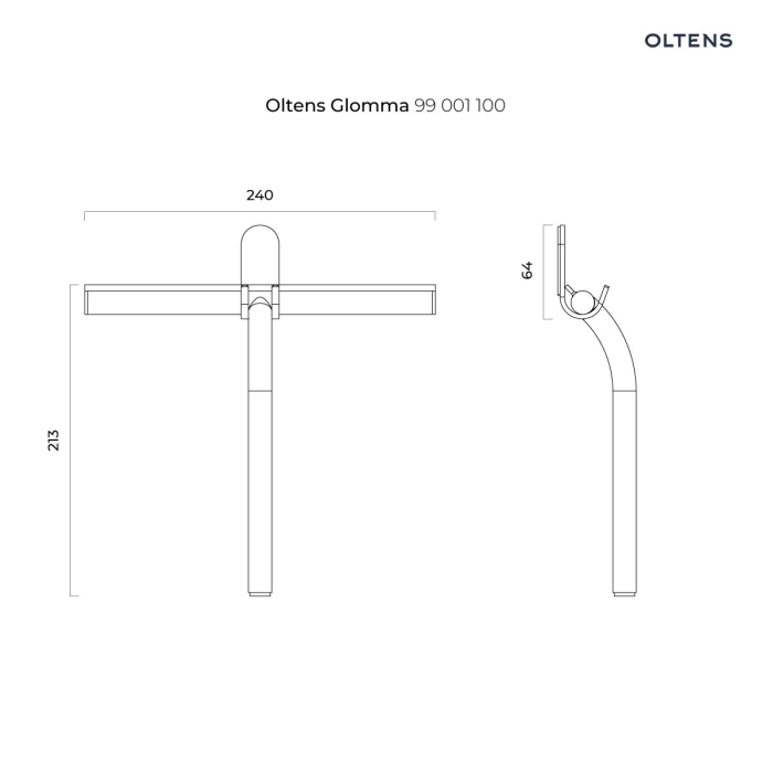 Oltens Glomma ściągaczka do wody z uchwytem chrom 99001100