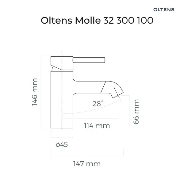 Oltens Molle bateria umywalkowa stojąca wysoka czarny mat 32400300