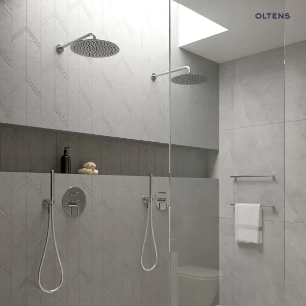 Oltens Atran zestaw prysznicowy termostatyczny z deszczownicą okrągłą chrom 36500100
