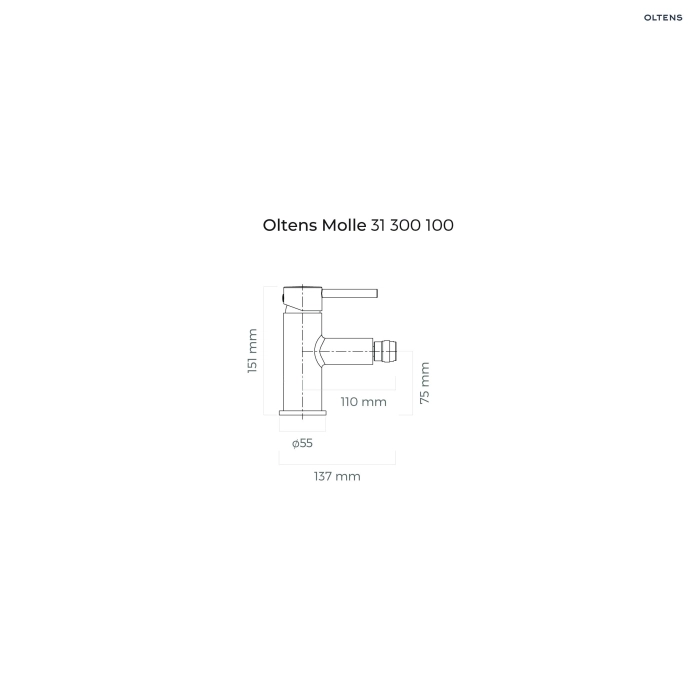 Oltens Molle bateria bidetowa stojąca chrom 31300100