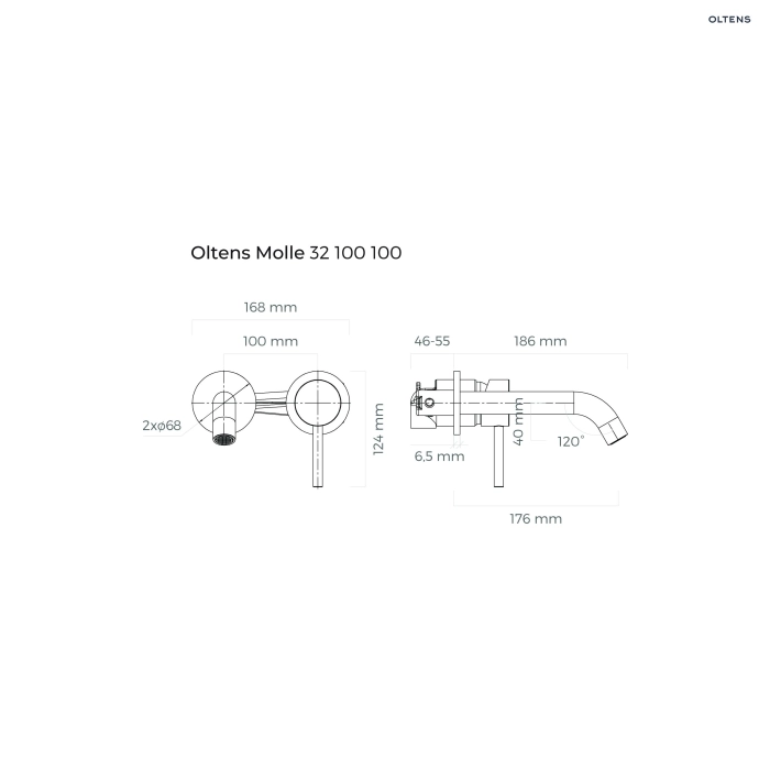Oltens Molle bateria umywalkowa podtynkowa kompletna czarny mat 32600300