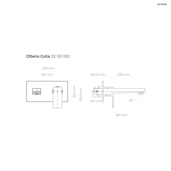 Oltens Gota bateria umywalkowa podtynkowa kompletna chrom 32101100