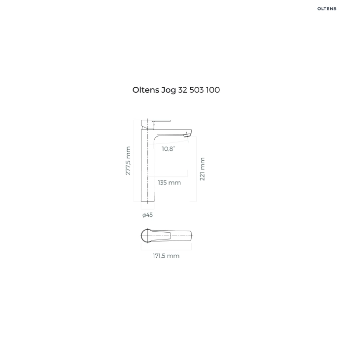 Oltens Jog bateria umywalkowa stojąca wysoka chrom 32503100