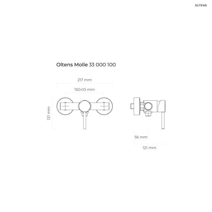 Oltens Molle bateria prysznicowa ścienna czarny mat 33000300