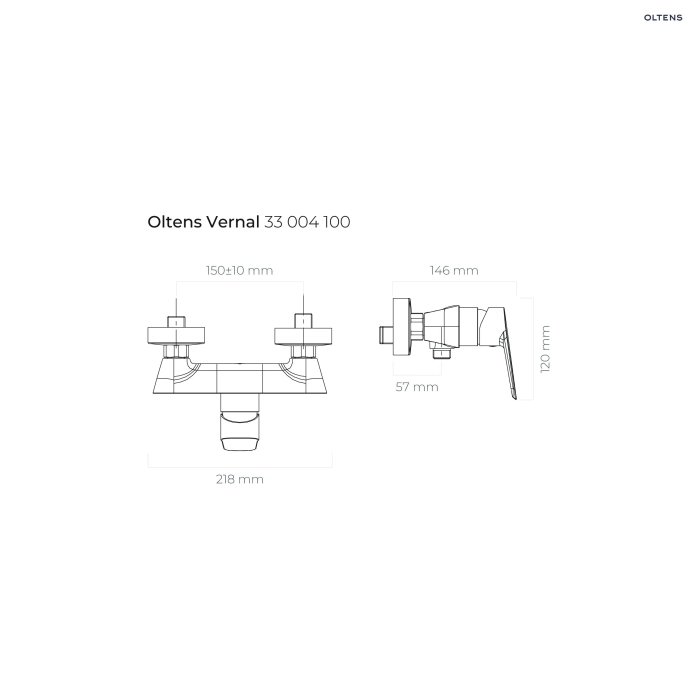 Oltens Vernal bateria prysznicowa ścienna chrom 33004100