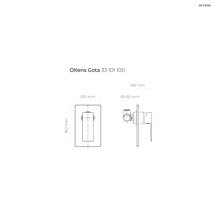 Oltens Gota bateria prysznicowa podtynkowa kompletna czarny mat 33101300